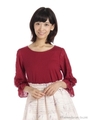 レースシャーリング袖リブカットプルオーバー/ワイン