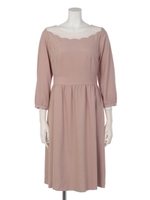 レース切替ワンピース（8R05-10076）/ピンク