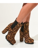 【AnapUSA】レオパード柄キャタピラリールブーツ/キャメル(017)