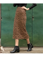 レオパード柄バックスリットナロー/ブラウン(015)