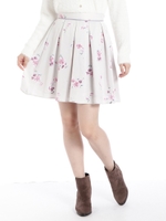レトロフラワーギャザータックスカート/グレー