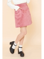 ローズ刺しゅうポケットキルティング台形スカート/ピンク