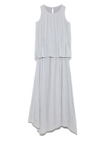 ワッシャープリーツノースリーブセットアップ/LGRY