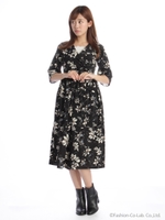 花柄2way羽織ワンピース/ブラック