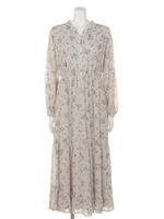 花柄シフォンティアードワンピース/ミントグリーン