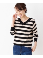 機能付きボーダーニット/ブラック(319)