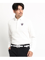 針抜きストライプ ボタンダウン ポロシャツ メンズ/ホワイト(002)