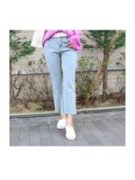 切りっぱなしブーツカットデニム/ライトブルー