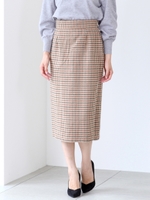 千鳥タイトスカート/ブラウン