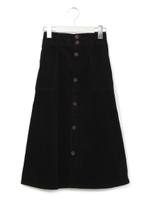 前釦コーデュロイロングSK/ブラック