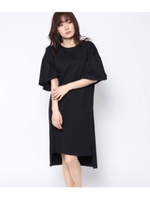 【AULI】 袖フリルカットソーワンピース/ブラック(027)