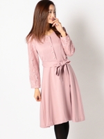 袖レースワンピース/ピンク系