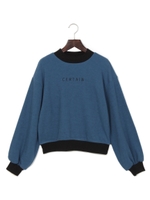 配色刺しゅうハイネックTOPS/ライトブルー