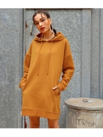 裏起毛フーディロングパーカー/マスタード(044)