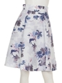 ウィンターフラワープリントスカート/ライトブルー