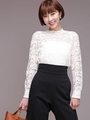 スタンドカラーレースブラウス/オフホワイト