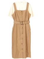 SET2点 Iラインワンピース+プルオーバー/ダークベージュ