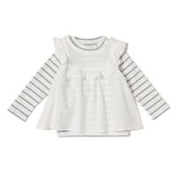 【31%OFF】フリルつきAラインチュニック×テレコボーダーTシャツセット