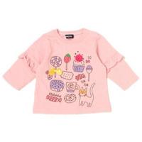 【50%OFF】お菓子プリント袖フリルTシャツ