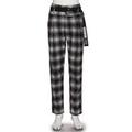 【51%OFF】ベルトつきチェック柄タックパンツ