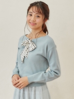 2WAYスカーフ付きニット/ライトグリーン