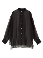 Aラインシアーシャツ/ブラック