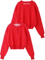 BACK LOGO JACQUARD CARDIGAN/レッド