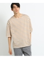 BIGボーダーTシャツ/ライトベージュ(351)