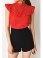 CAPELET FRILL LACE TOPS/L/RED1