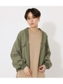 COLLARLESS ZIP BLOUSON/L/KHA1