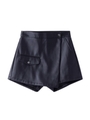 FAUX LEATHER WRAP SHORT PANTS/ブラック