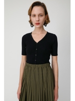 FRONT BUTTON KNIT H／S トップス/BLK