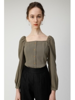 FRONT BUTTON PUFF SLEEVE ブラウス/L/KHA1
