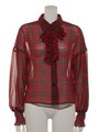 Frill bow BL/レッドタータン
