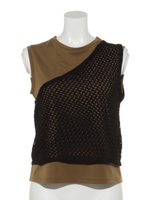 MESH BUSTIER SET PULLOVER/BLACK×KHAKI