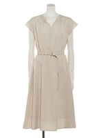 NANOTEX抜け衿ワンピース/ベージュ