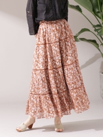 NE QUITTEZ PAS/別注ティアード花柄マキシスカート/ブラウン