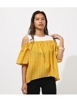 OFF SHOULDER DOCKING TOPS/柄YEL5