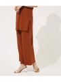 Rib knit straight Pants/BRN