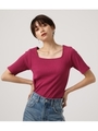 SQUARE NECK CUT RIB TOPS/PNK