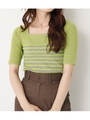 SQUARE N／C BORDER TOPS/M/GRY7