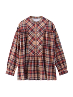 STAND COLLAR PLAID BLOUSE/ベージュ