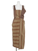 STRIPE ONE SHOULDER DRESS/BEIGE