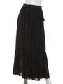 TIERED WRAP SKIRT/BLACK