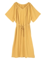 Vネックデザインワンピース/マスタード