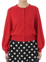 WD01 CARDIGAN ボリューム袖ニット/レッド
