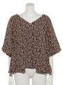 [GREED]Leopard Jacquard V-neck Puff Sleeve BL/OTHER
