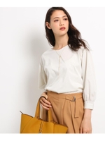 [L]【ハンドウォッシュ】コットン（綿）混シャーリング袖バックスリットプルオーバー/アイボリー(004)