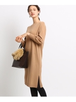 [L]【ハンドウォッシュ】ボートネックニットワンピース/サンドベージュ(653)