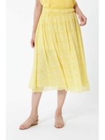 [ウォッシャブル]アラベスクプリントシフォンスカート/イエロー(060)